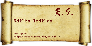 Rába Izóra névjegykártya